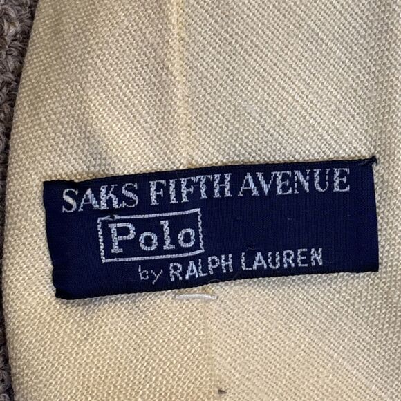 Vintage Saks Fifth Avenue Polo Ralph Lauren Neck Tie 100% Linen Youth Handmade - Picture 6 of 8